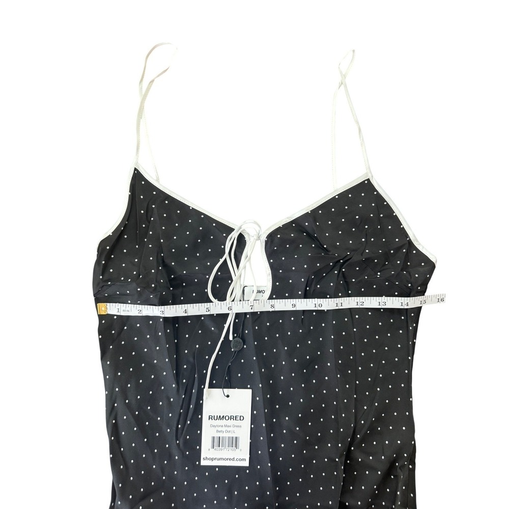 Rumored Daytona Maxi Dress Black White Polka Dot Tie Front Size L NWT - Picture 3 of 7